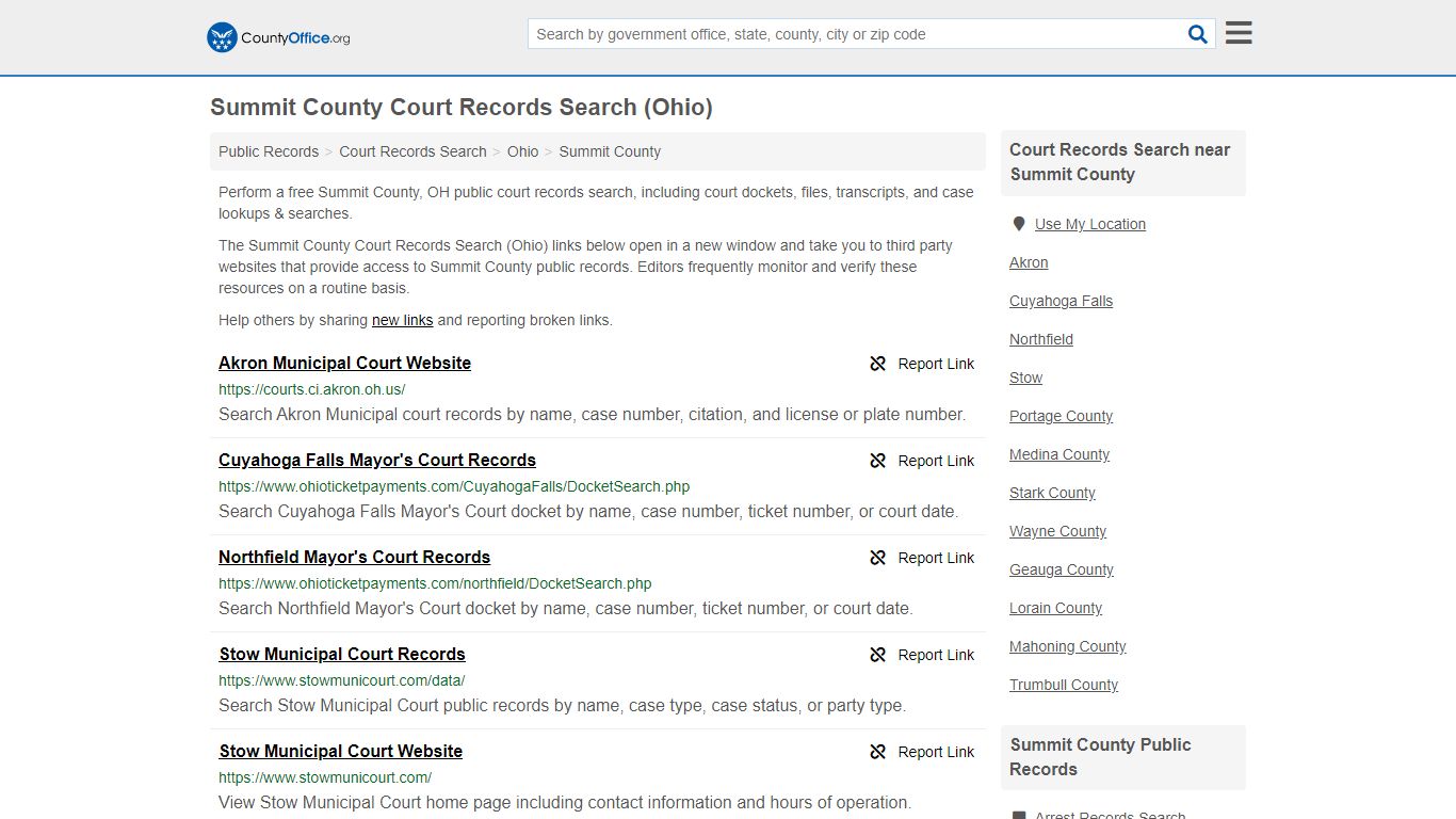 Summit County Court Records Search (Ohio) - County Office